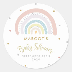 Rainbow Baby Shower Gender Neutral Runder Aufkleber