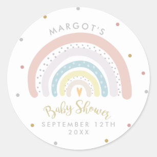 Rainbow Baby Shower Gender Neutral Runder Aufkleber