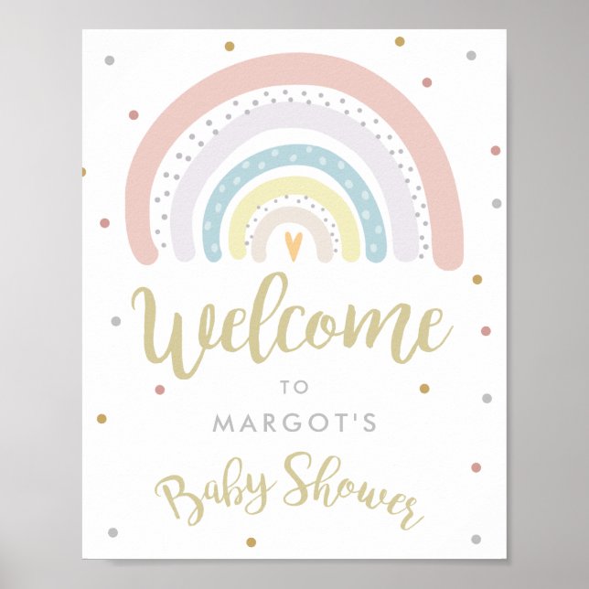 Rainbow Baby Shower Gender Neutral Willkommen Poster (Vorne)
