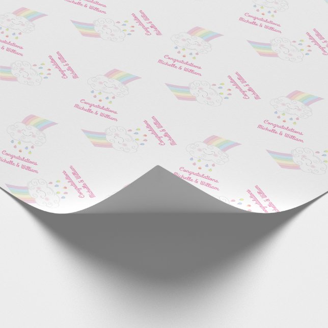 Rainbow Baby Shower Geschenkpapier (Ecke)