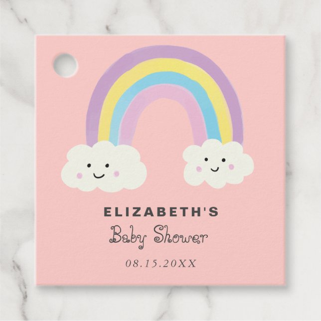 Rainbow Baby Shower Girl Niedlich Pastel Soft Colo Geschenkanhänger (Vorderseite)