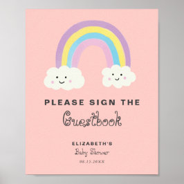 Rainbow Baby Shower Girl Pink Unterschreiben Sie d Poster