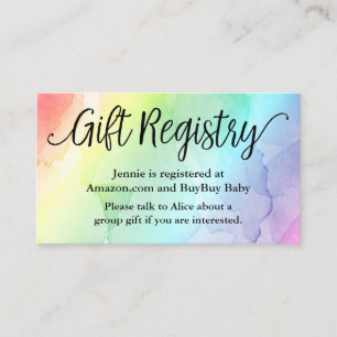 Rainbow Baby Shower Registry Shower Insert Card Visitenkarte