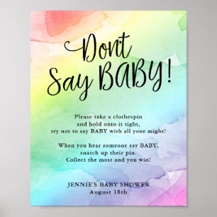 Rainbow Baby Shower Say Baby Game nicht Poster
