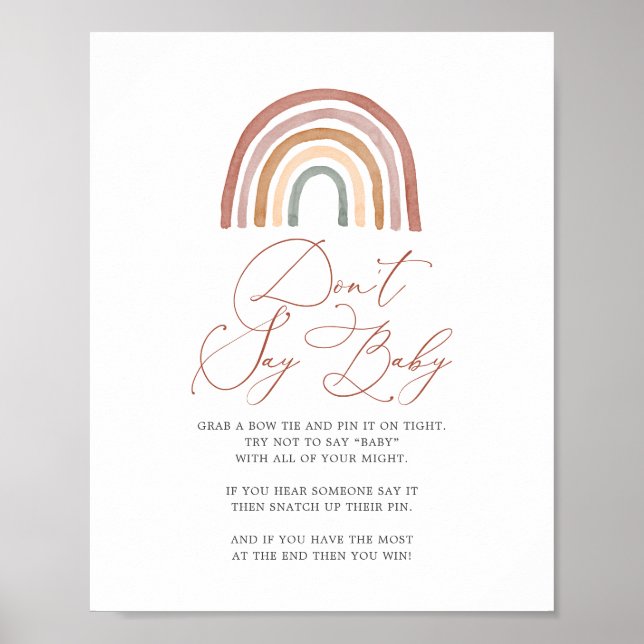 Rainbow Baby Shower Say Baby Sign Poster (Vorne)