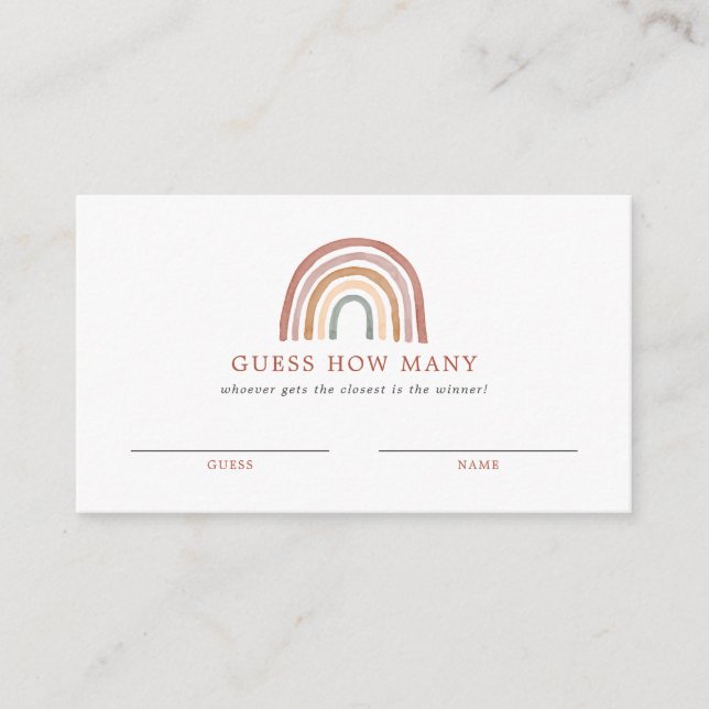 Rainbow Baby Shower schätzt wie viele Karten (Vorderseite)