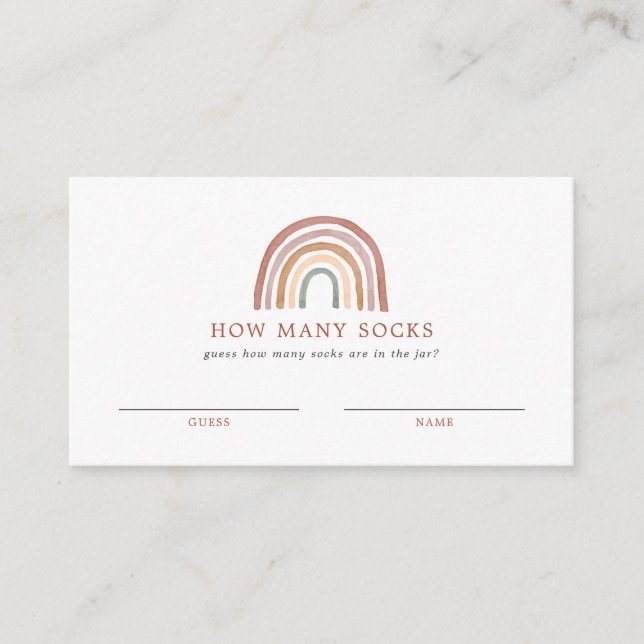 Rainbow Baby Shower schätzt wie viele Socken Card Begleitkarte (Vorderseite)