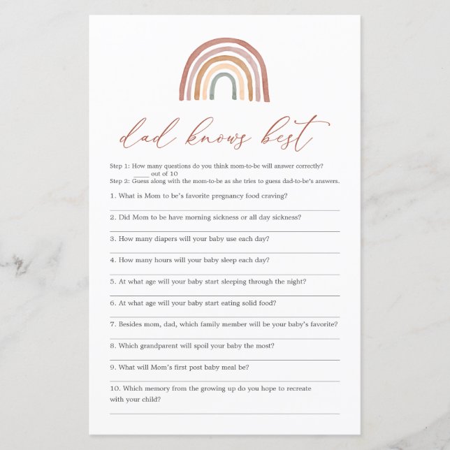 Rainbow Baby Shower Vater kennt das beste Spiel (Vorderseite)