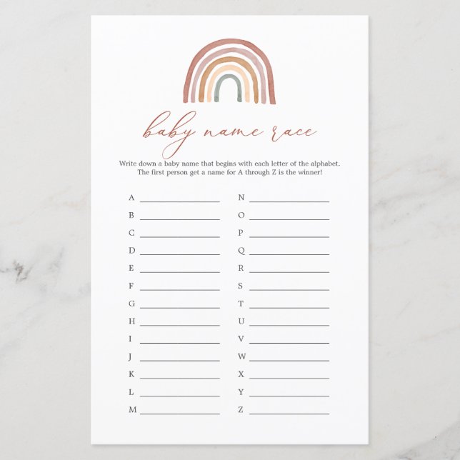 Rainbow Baby Showname Race Game (Vorderseite)