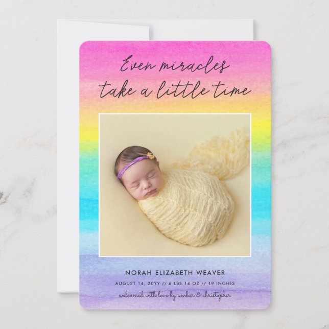 Rainbow Baby | Sogar Wunder dunkel | Foto Birth Ankündigung (Vorderseite)