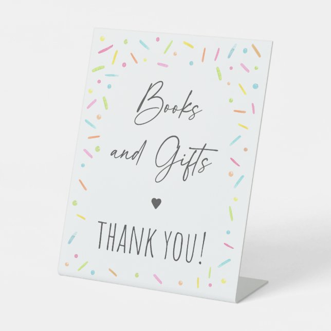 Rainbow Baby Sprinkle Bücher & Geschenke Zeichen Sockelschild (Vorderseite)