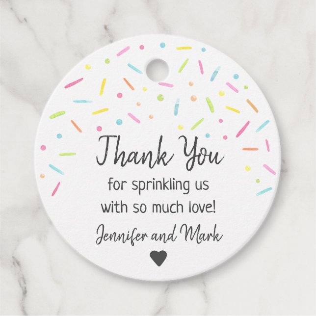 Rainbow Baby Sprinkle Vielen Dank Geschenkanhänger (Vorderseite)