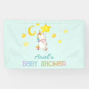 Rainbow Baby Unicorn Hängend von Stars & Moon Banner