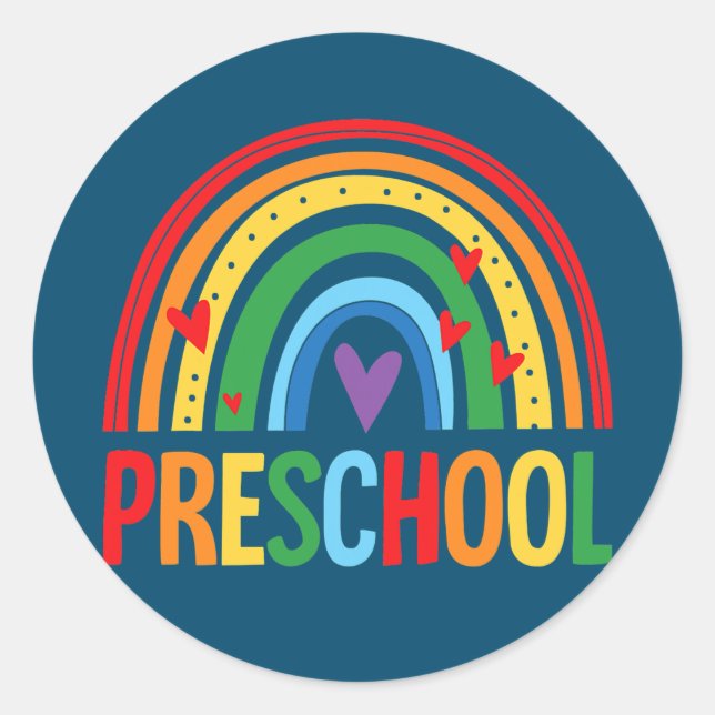 Rainbow Back to School Team Preschooler Runder Aufkleber (Vorderseite)