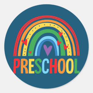 Rainbow Back to School Team Preschooler Runder Aufkleber