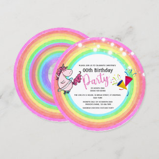 Rainbow ballerina 2 Foto Girl unicorn Geburtstag Einladung