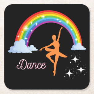 Rainbow Ballerina Dance Rechteckiger Pappuntersetzer