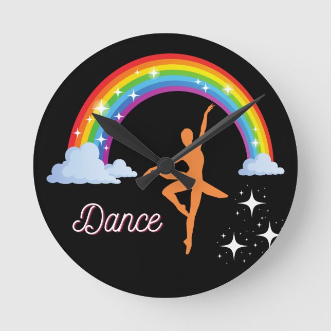 Rainbow Ballerina Tanz Runde Wanduhr (Vorderseite)