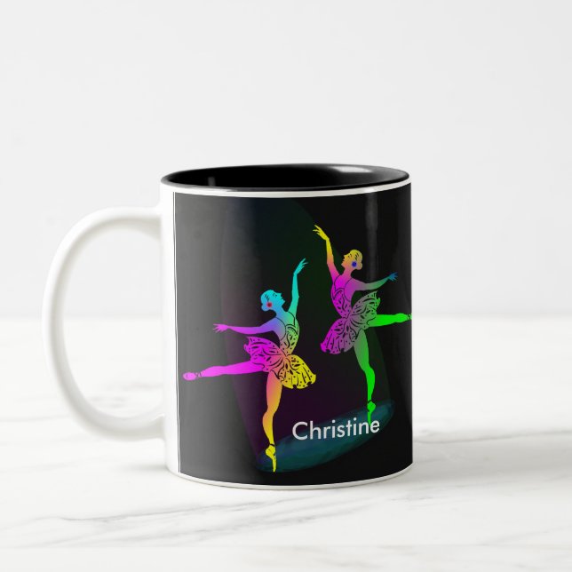 Rainbow Ballerinas Tanzen Personalisiert Zweifarbige Tasse (Links)