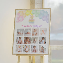 Rainbow Balloon Birthday Foto Milestone Zeichen Poster