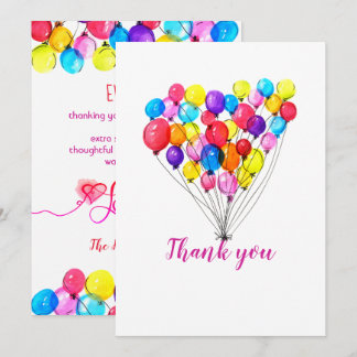 Rainbow BALLOON Girl 1. Geburtstag Pink Vielen Dan Einladung