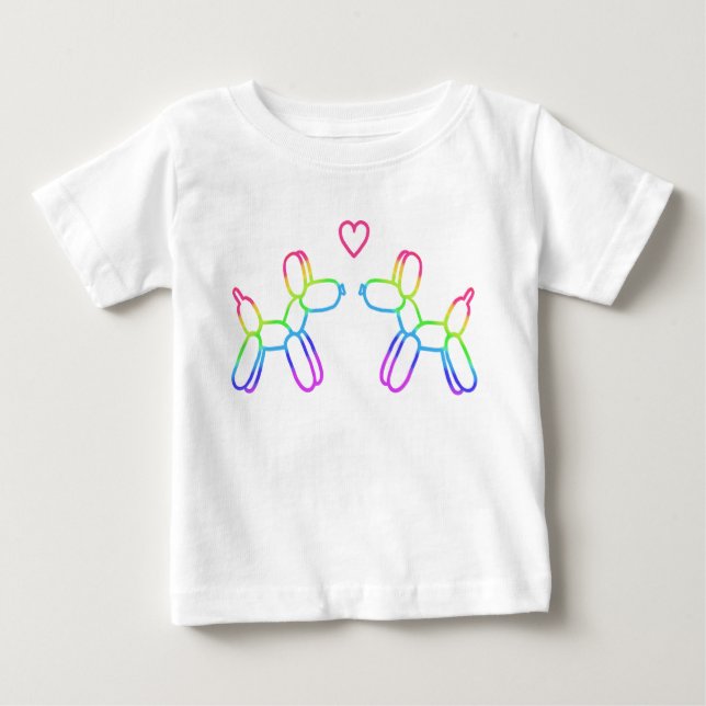 Rainbow Balloon Hunde in Liebe Baby T - Shirt (Vorderseite)