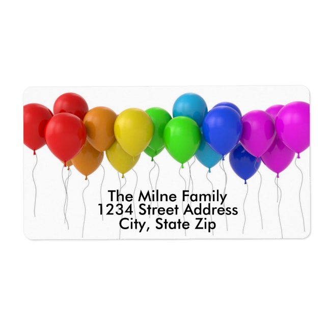 Rainbow Balloons-Adressetikett (Vorne)