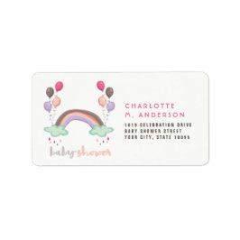 Rainbow & Balloons Girl Baby Dusche Rücksendeadres Adressaufkleber