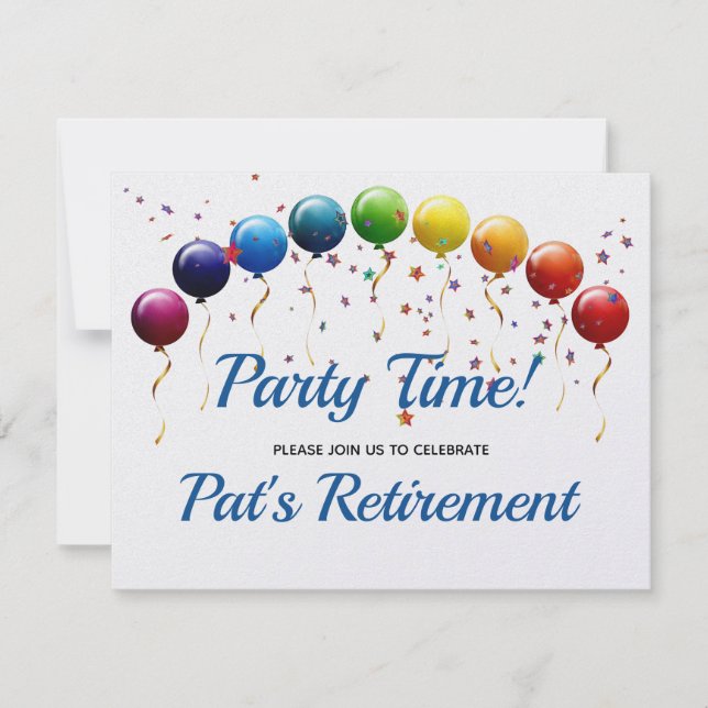 Rainbow Balloons Party Celebration Einladung (Vorderseite)