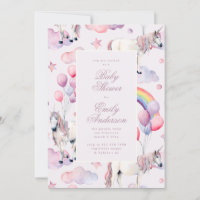 Rainbow Balloons Unicorn Baby Shower Party Girl