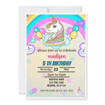 Rainbow Balloons Unicorn Pink Birthday Party Girl