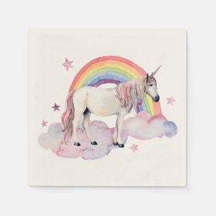 Rainbow Balloons Unicorn Pink Birthday Party Girl Serviette