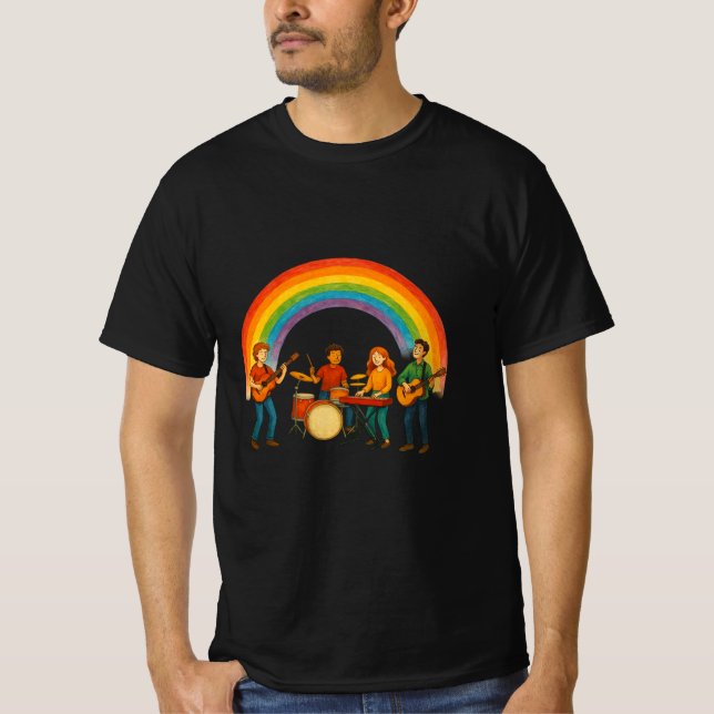 Rainbow Band T - Shirt - Farbige Musik in Motion (Vorderseite)