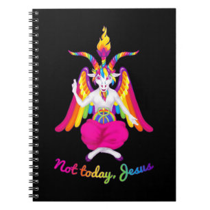 Rainbow Baphomet Not Today Jesus Kawaii Hail Satan Notizblock