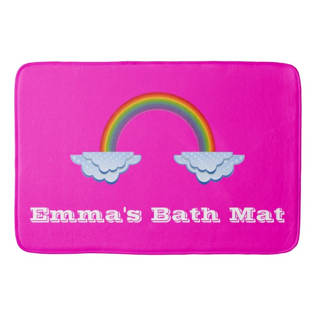 Rainbow Bath Mat auf Hot Pink Badematte (Vorderseite)