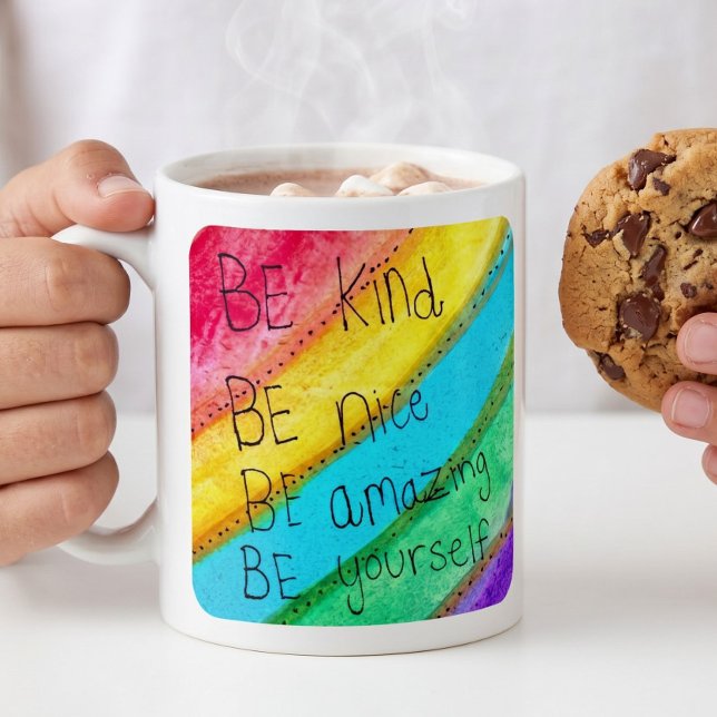 Rainbow BE Kind BE Yourself Inspirational Saying  Kaffeetasse (Von Creator hochgeladen)