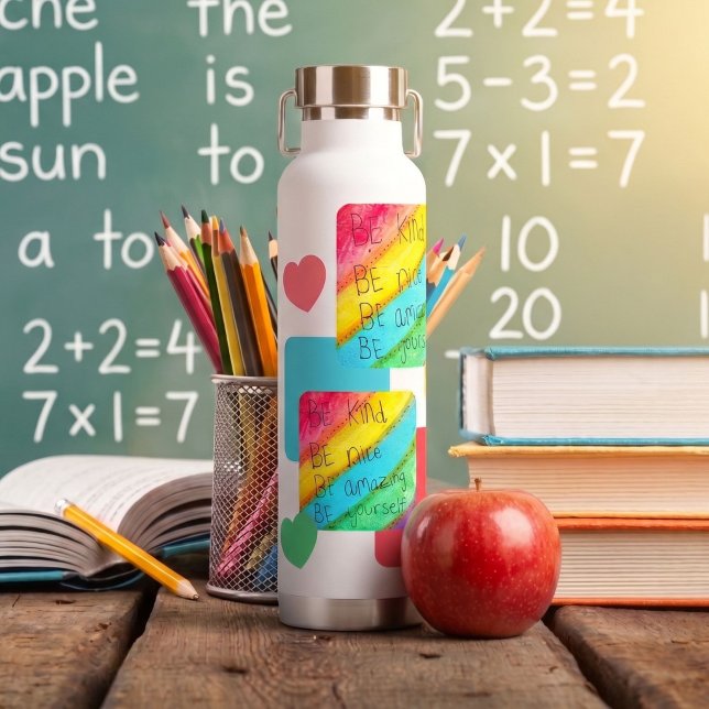 Rainbow BE Kind BE Yourself Inspirational Saying  Trinkflasche (Von Creator hochgeladen)