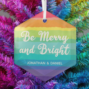 Rainbow Be Merry & Bright Custom Christmas Ornament Aus Glas