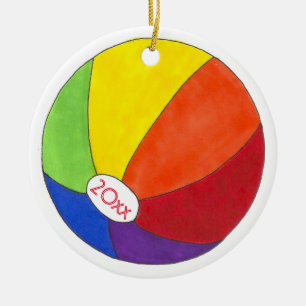 Rainbow Beach Ball Sommerspass Küste Keramik Ornament