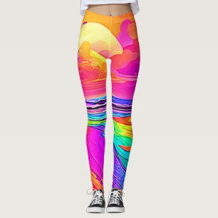 Rainbow Beach: Cartoon Fun Leggings