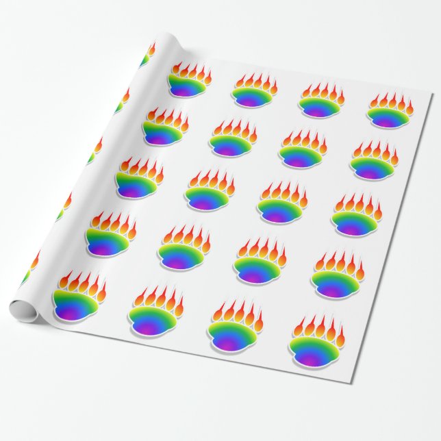 Rainbow Bear Paw Print Geschenkpapier (Ungerollt)