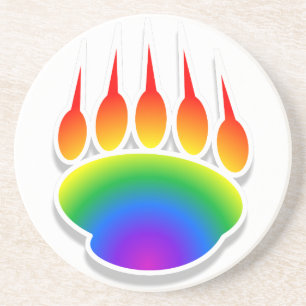 Rainbow Bear Paw Print Getränkeuntersetzer