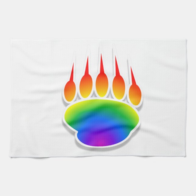 Rainbow Bear Paw Print Handtuch (Horizontal)