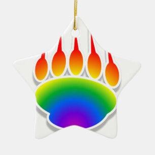 Rainbow Bear Paw Print Keramik Ornament
