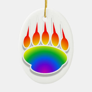 Rainbow Bear Paw Print Keramik Ornament