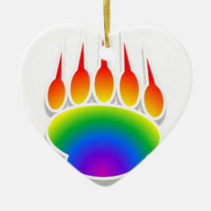 Rainbow Bear Paw Print Keramikornament