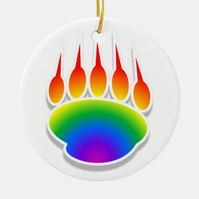 Rainbow Bear Paw Print Keramikornament (Vorne)