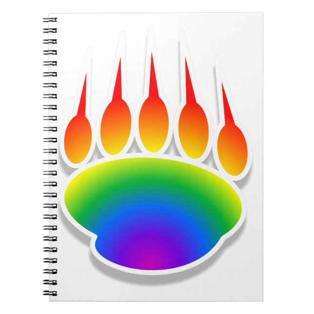 Rainbow Bear Paw Print Notizblock (Vorderseite)