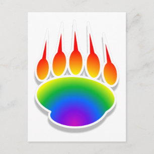 Rainbow Bear Paw Print Postkarte