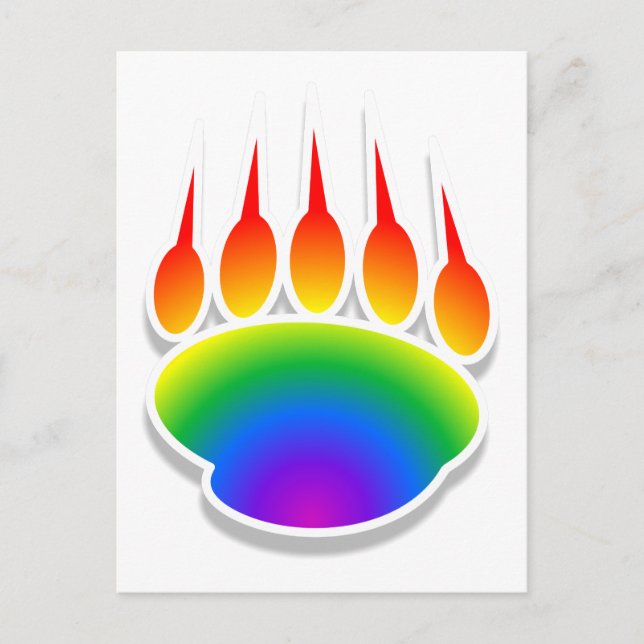 Rainbow Bear Paw Print Postkarte (Vorderseite)